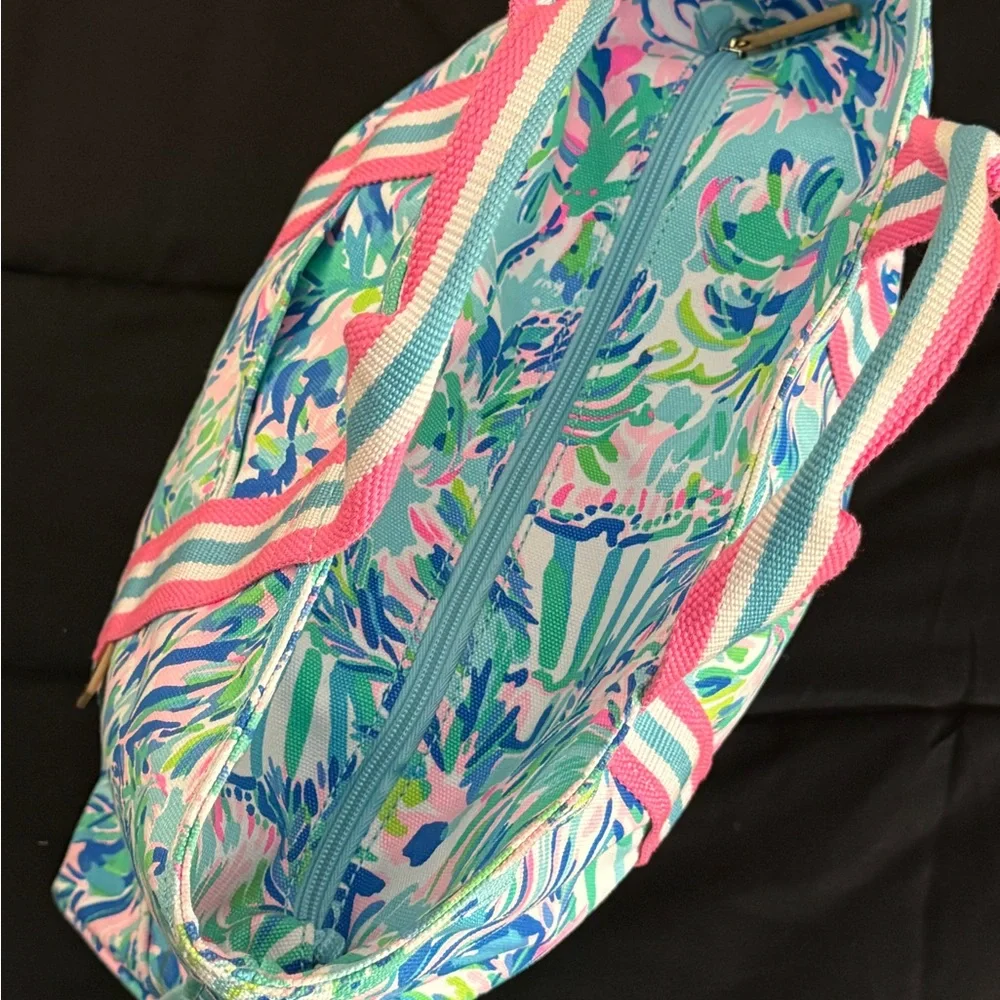 Lilly Pulitzer Blue and Pink Tropical Tote Bag - Picture 8 of 10